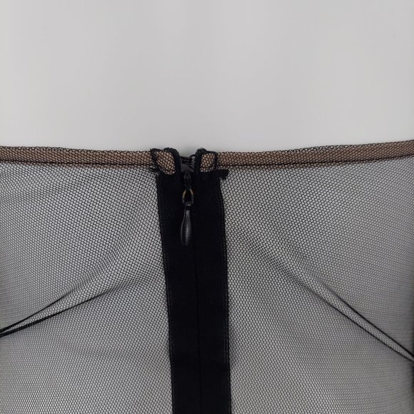 Luxxel Floor length Body Con Low cut, Sheer Evening Gown, Black, Small - Picture 13 of 16